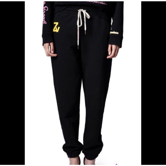 Zadig & Voltaire Steevy Trackpants Black Sweatpants Loungewear Joggers Small - Picture 4 of 13